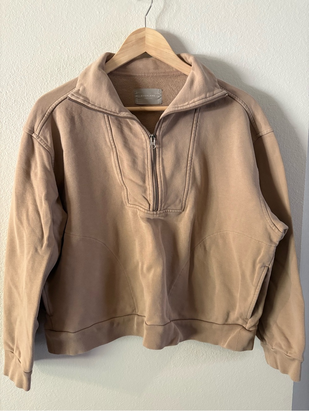 Everlane Half-Zip Track Sweatshirt Gorpcore Tan Cotton XL